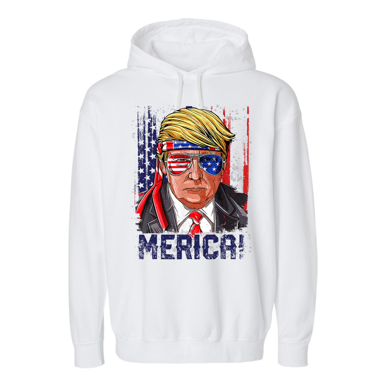 4th Of July Merica Trump Shirt USA American Flag Vintage Garment-Dyed Fleece Hoodie