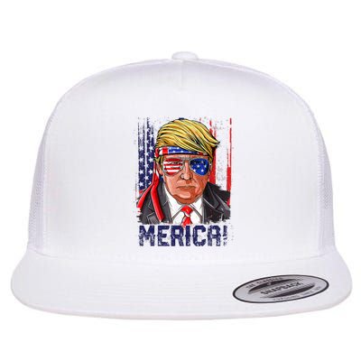 4th Of July Merica Trump Shirt USA American Flag Vintage Flatbill Hat