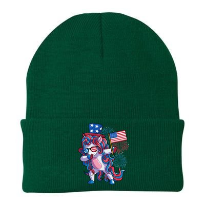 4th of July Unicorn  American Dab Knit Cap Winter Beanie