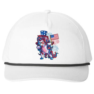 4th of July Unicorn  American Dab Snapback Five-Panel Rope Hat