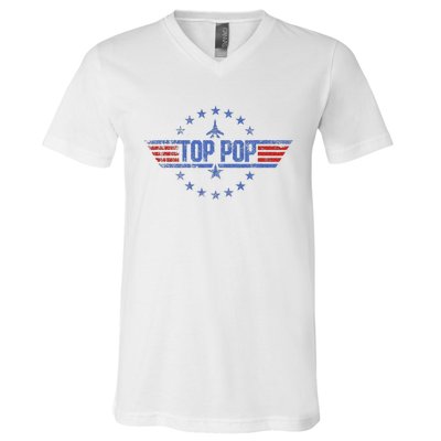 4th Of July Funny Family Patriotic Top Pop Fathers Day V-Neck T-Shirt