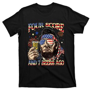 4th Of July Drinking Beer Patriot Four Score And 7 Beers Ago T-Shirt