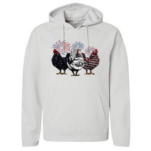 4th Of July Chicken Fourth Of July Patriotic Mom Performance Fleece Hoodie