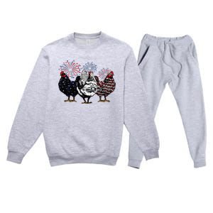 4th Of July Chicken Fourth Of July Patriotic Mom Premium Crewneck Sweatsuit Set