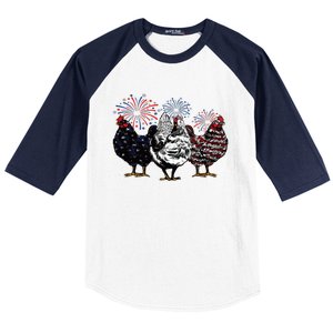 4th Of July Chicken Fourth Of July Patriotic Mom Baseball Sleeve Shirt