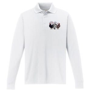 4th Of July Chicken Fourth Of July Patriotic Mom Performance Long Sleeve Polo