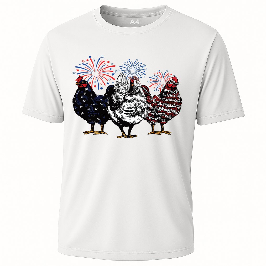4th Of July Chicken Fourth Of July Patriotic Mom Cooling Performance Crew T-Shirt