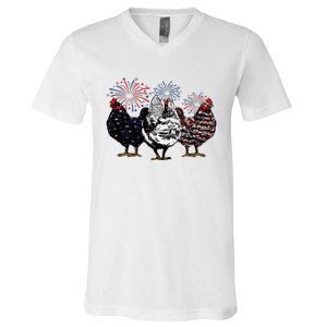 4th Of July Chicken Fourth Of July Patriotic Mom V-Neck T-Shirt