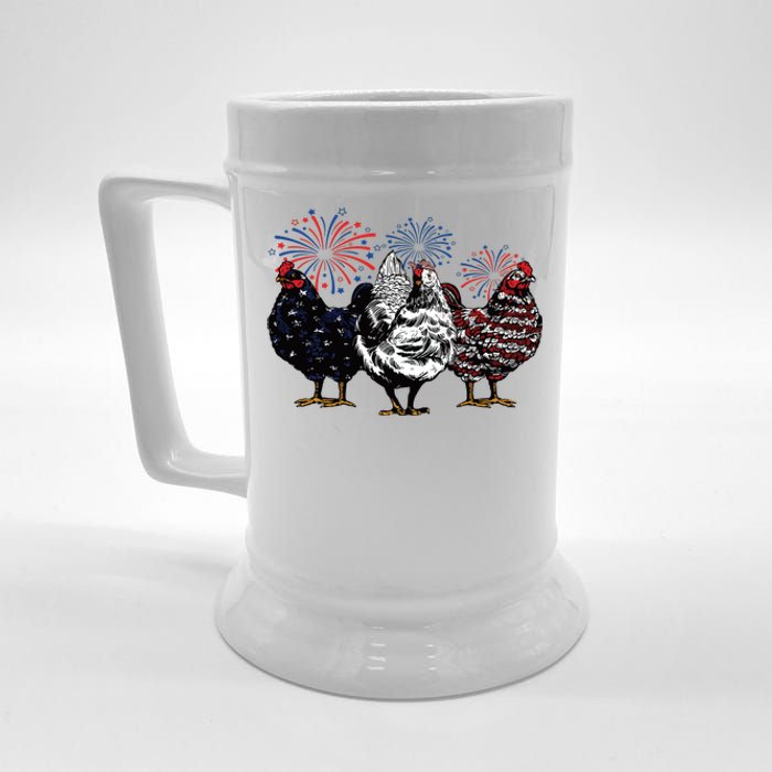 4th Of July Chicken Fourth Of July Patriotic Mom Beer Stein