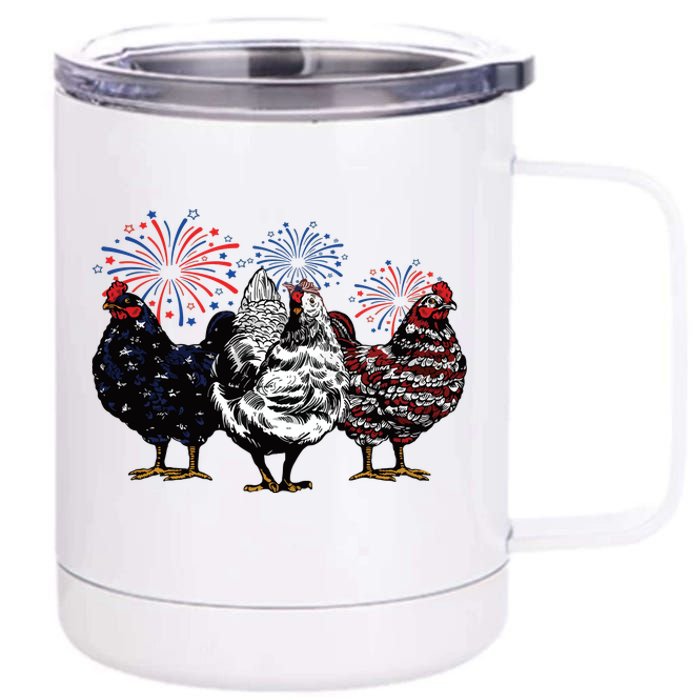 4th Of July Chicken Fourth Of July Patriotic Mom 12 oz Stainless Steel Tumbler Cup