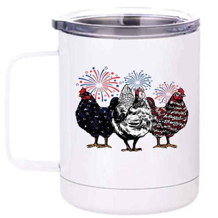 4th Of July Chicken Fourth Of July Patriotic Mom 12 oz Stainless Steel Tumbler Cup