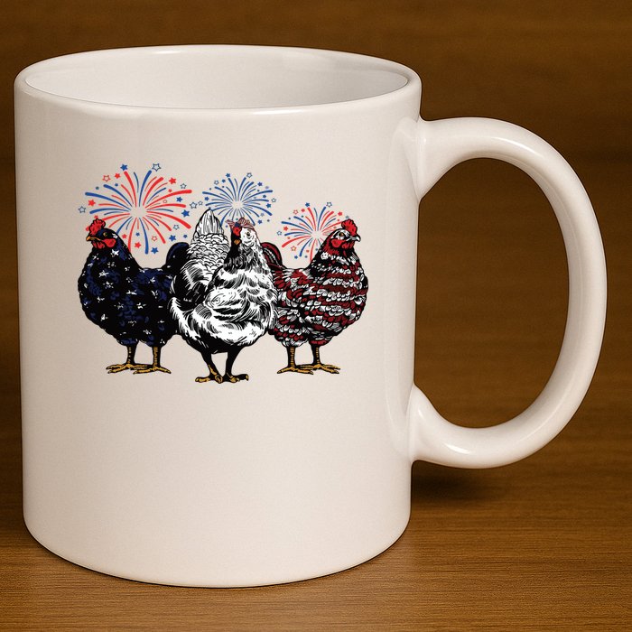 4th Of July Chicken Fourth Of July Patriotic Mom 11oz C Handle Ceramic Mug