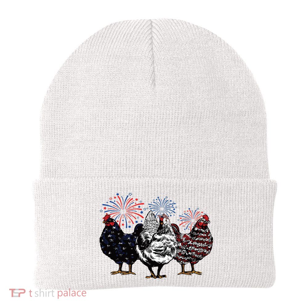 4th Of July Chicken Fourth Of July Patriotic Mom Beanie