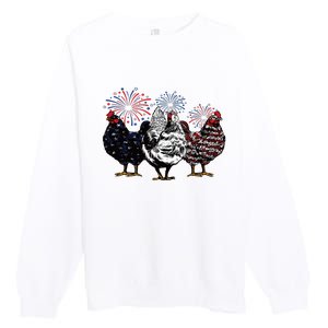 4th Of July Chicken Fourth Of July Patriotic Mom Premium Crewneck Sweatshirt