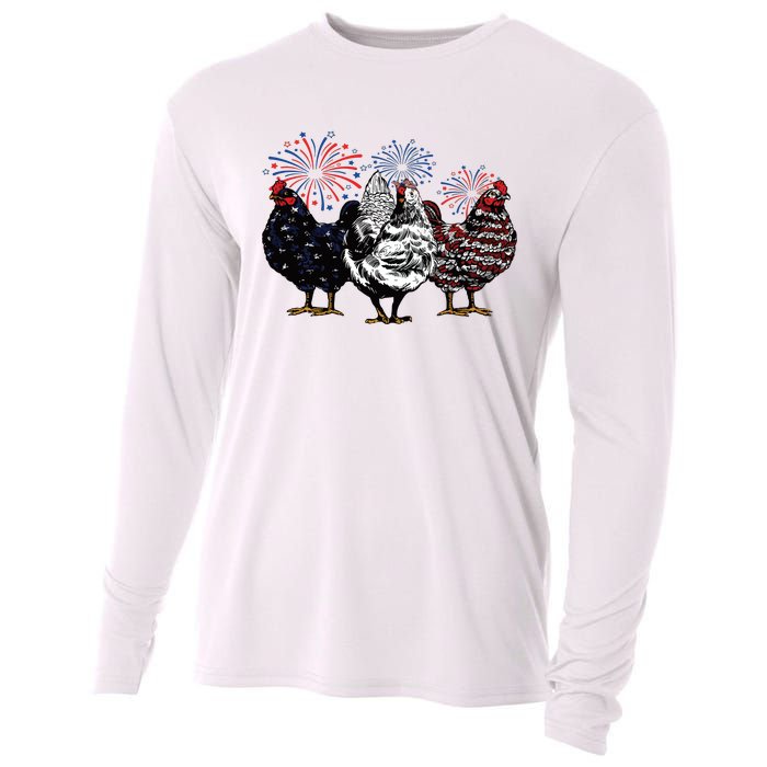 4th Of July Chicken Fourth Of July Patriotic Mom Cooling Performance Long Sleeve Crew