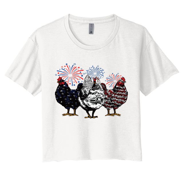 4th Of July Chicken Fourth Of July Patriotic Mom Crop Top