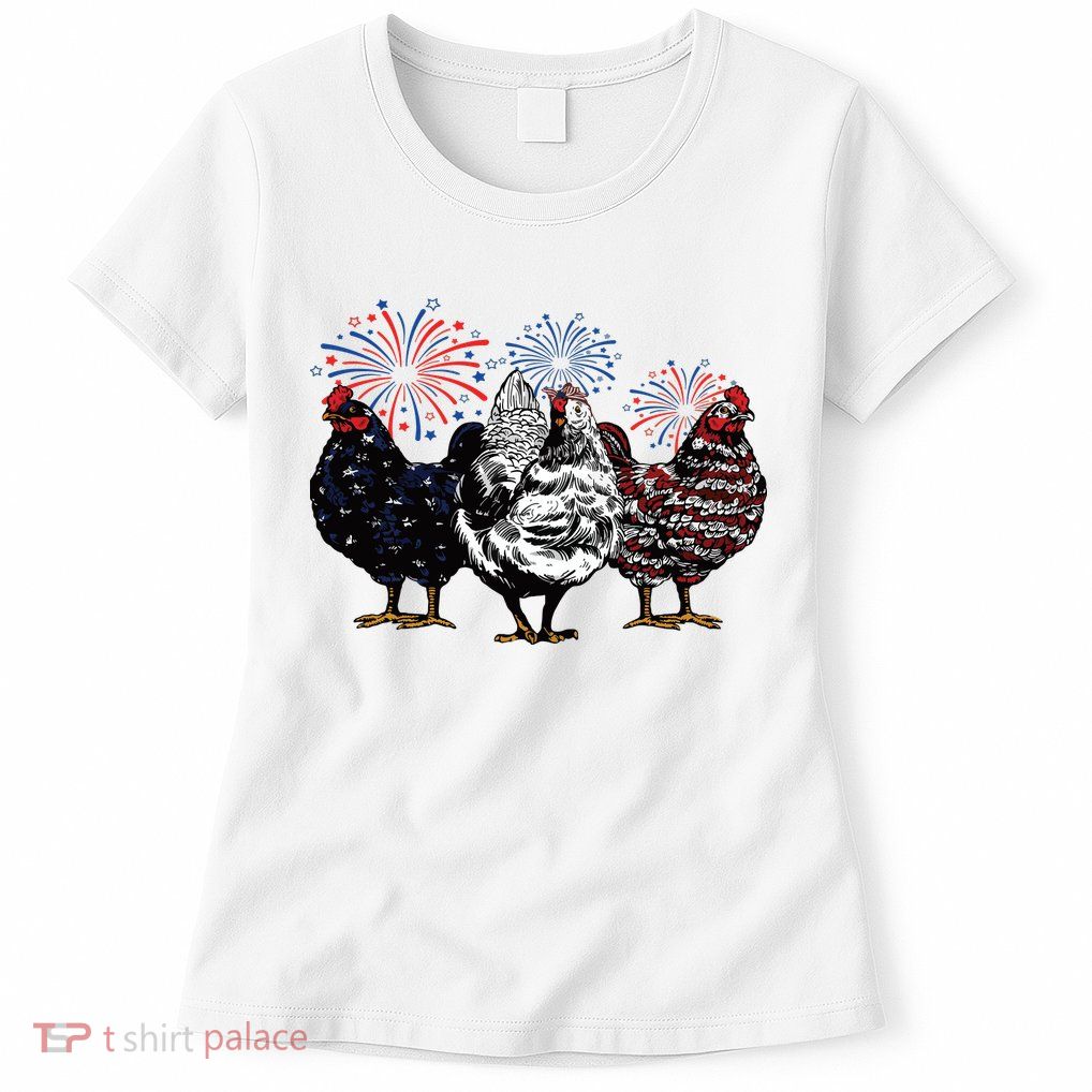 4th Of July Chicken Fourth Of July Patriotic Mom Womens T-Shirt
