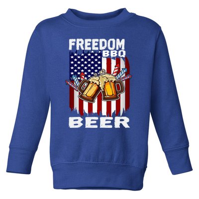 4th Of July Bbq Beer Freedom Day Ing Us Flag Patriotic Gift Toddler Sweatshirt