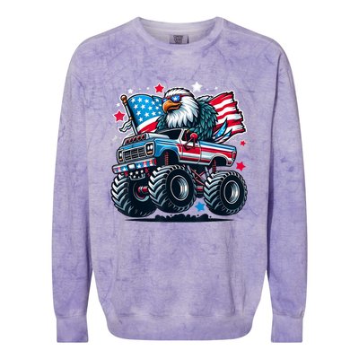 4th Of July American Flag Eagle Usa Colorblast Crewneck Sweatshirt