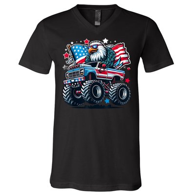 4th Of July American Flag Eagle Usa V-Neck T-Shirt