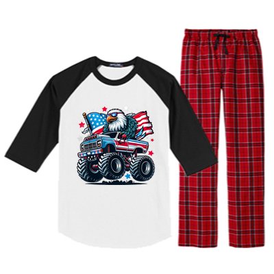 4th Of July American Flag Eagle Usa Raglan Sleeve Pajama Set