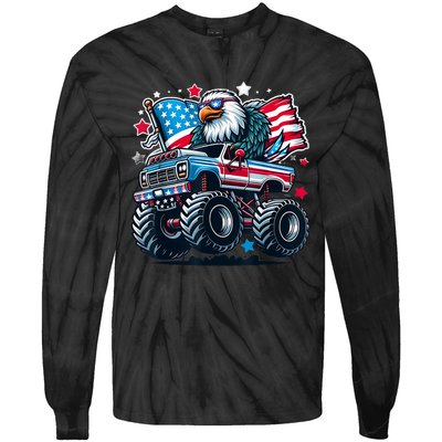 4th Of July American Flag Eagle Usa Tie-Dye Long Sleeve Shirt