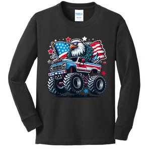 4th Of July American Flag Eagle Usa Kids Long Sleeve Shirt