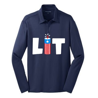 4th Of July Kids Boys Men Freedom USA Patriotic Vintage Silk Touch Performance Long Sleeve Polo