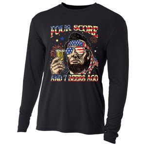 4th Of July Drinking Beer Patriot Four Score And 7 Beers Ago Cooling Performance Long Sleeve Crew