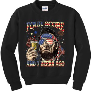 4th Of July Drinking Beer Patriot Four Score And 7 Beers Ago Kids Sweatshirt