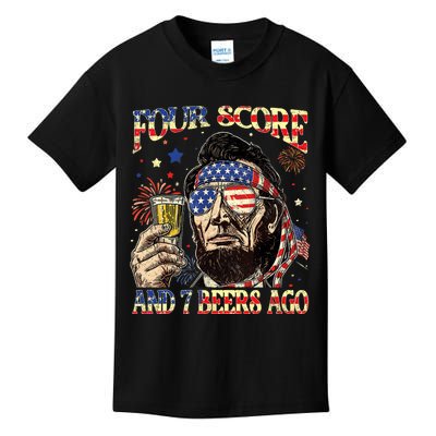 4th Of July Drinking Beer Patriot Four Score And 7 Beers Ago Kids T-Shirt