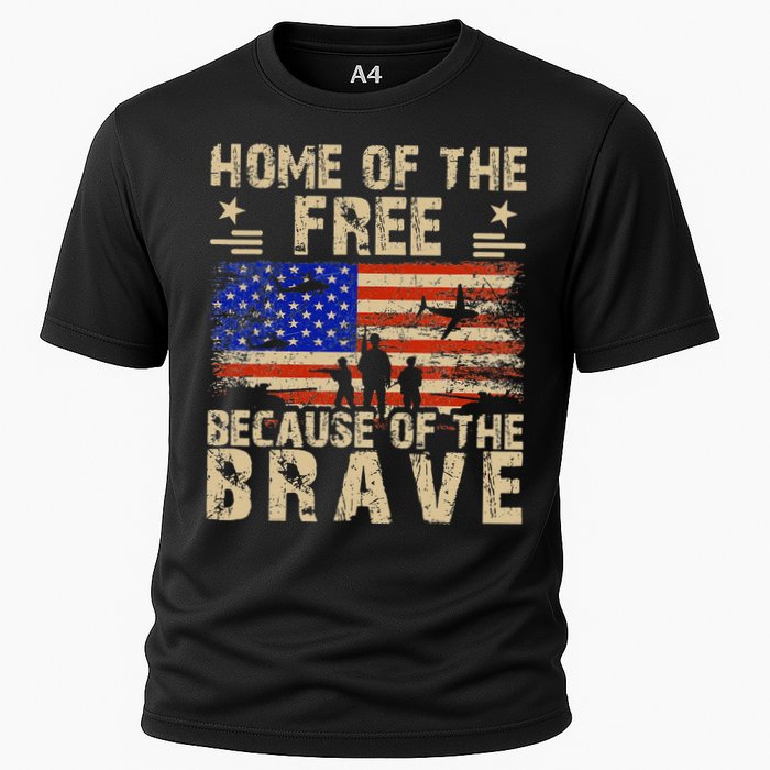 4th of July USA Flag - Home of the Free because of the Brave Cooling Performance Crew T-Shirt