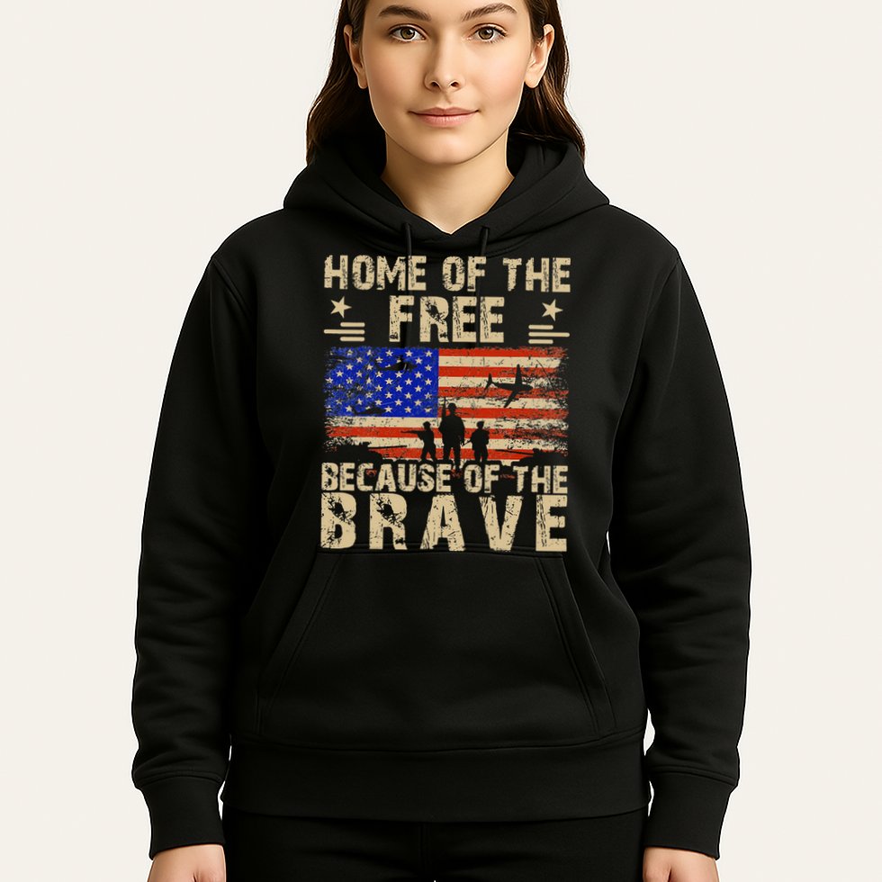 4th of July USA Flag - Home of the Free because of the Brave Hoodie
