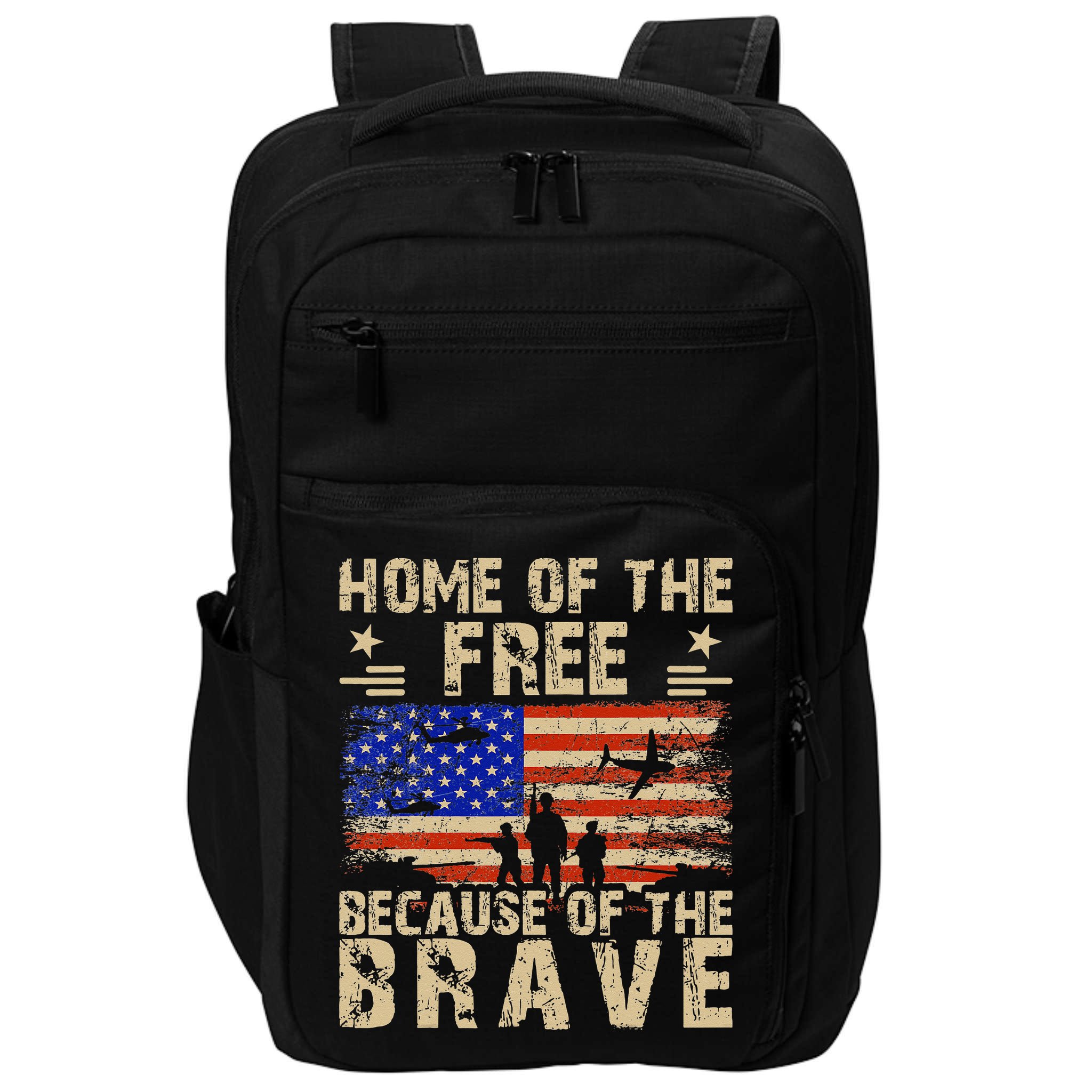 4th of July USA Flag - Home of the Free because of the Brave Impact Tech Backpack