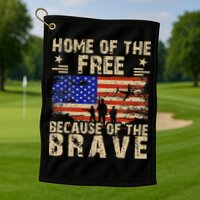4th of July USA Flag - Home of the Free because of the Brave Golf Towel