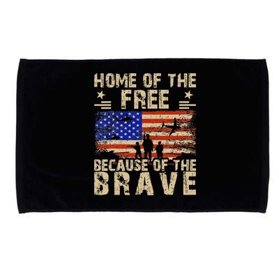 4th of July USA Flag - Home of the Free because of the Brave Microfiber Hand Towel