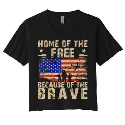 4th of July USA Flag - Home of the Free because of the Brave Crop Top