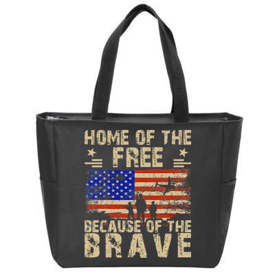 4th of July USA Flag - Home of the Free because of the Brave Zip Tote Bag