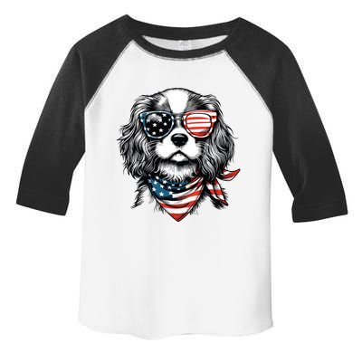 4th Of July With Cavalier King Charles Spaniel Dog Toddler Fine Jersey T-Shirt