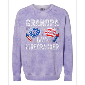 4th Of July Birthday Grandpa Of The Little Firecracker Colorblast Crewneck Sweatshirt