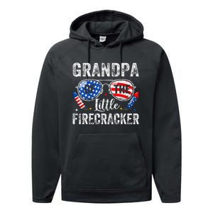 4th Of July Birthday Grandpa Of The Little Firecracker Performance Fleece Hoodie