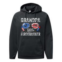 4th Of July Birthday Grandpa Of The Little Firecracker Performance Fleece Hoodie