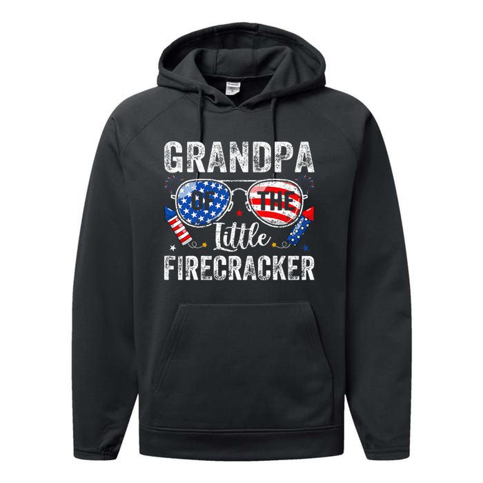 4th Of July Birthday Grandpa Of The Little Firecracker Performance Fleece Hoodie