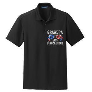 4th Of July Birthday Grandpa Of The Little Firecracker Dry Zone Grid Polo