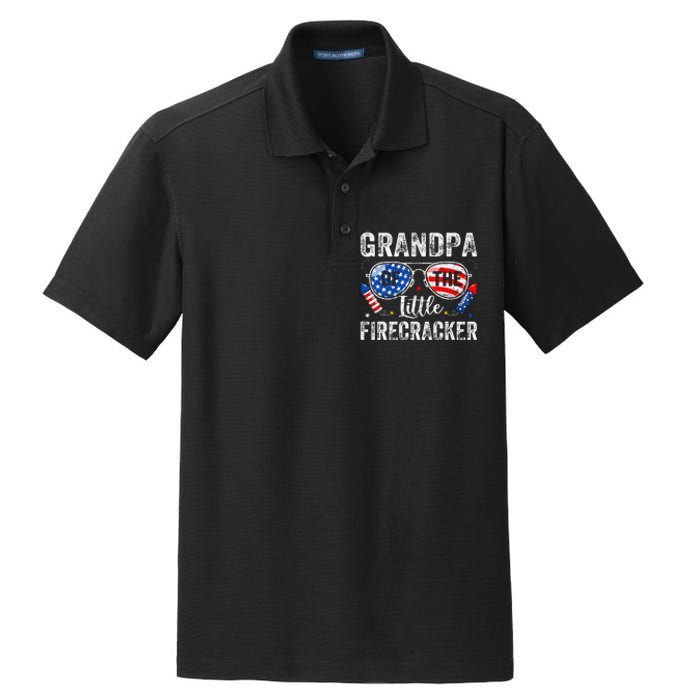 4th Of July Birthday Grandpa Of The Little Firecracker Dry Zone Grid Polo