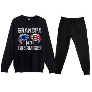 4th Of July Birthday Grandpa Of The Little Firecracker Premium Crewneck Sweatsuit Set