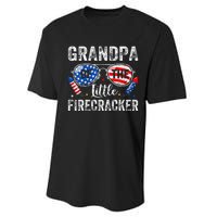 4th Of July Birthday Grandpa Of The Little Firecracker Performance Sprint T-Shirt