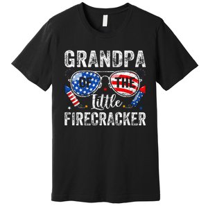 4th Of July Birthday Grandpa Of The Little Firecracker Premium T-Shirt