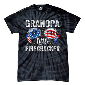 4th Of July Birthday Grandpa Of The Little Firecracker Tie-Dye T-Shirt