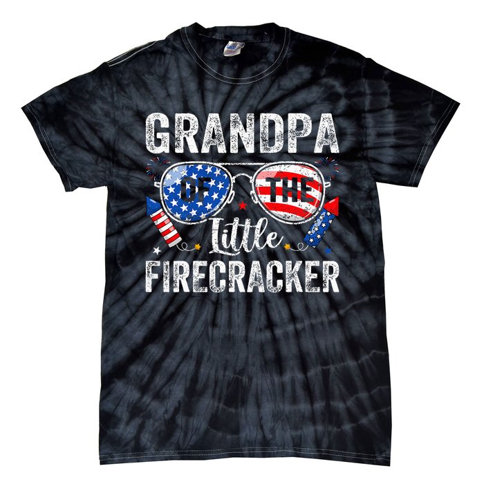 4th Of July Birthday Grandpa Of The Little Firecracker Tie-Dye T-Shirt